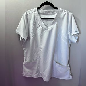 Barco One Racer 4 Pocket V Neck Scrub Top XL White